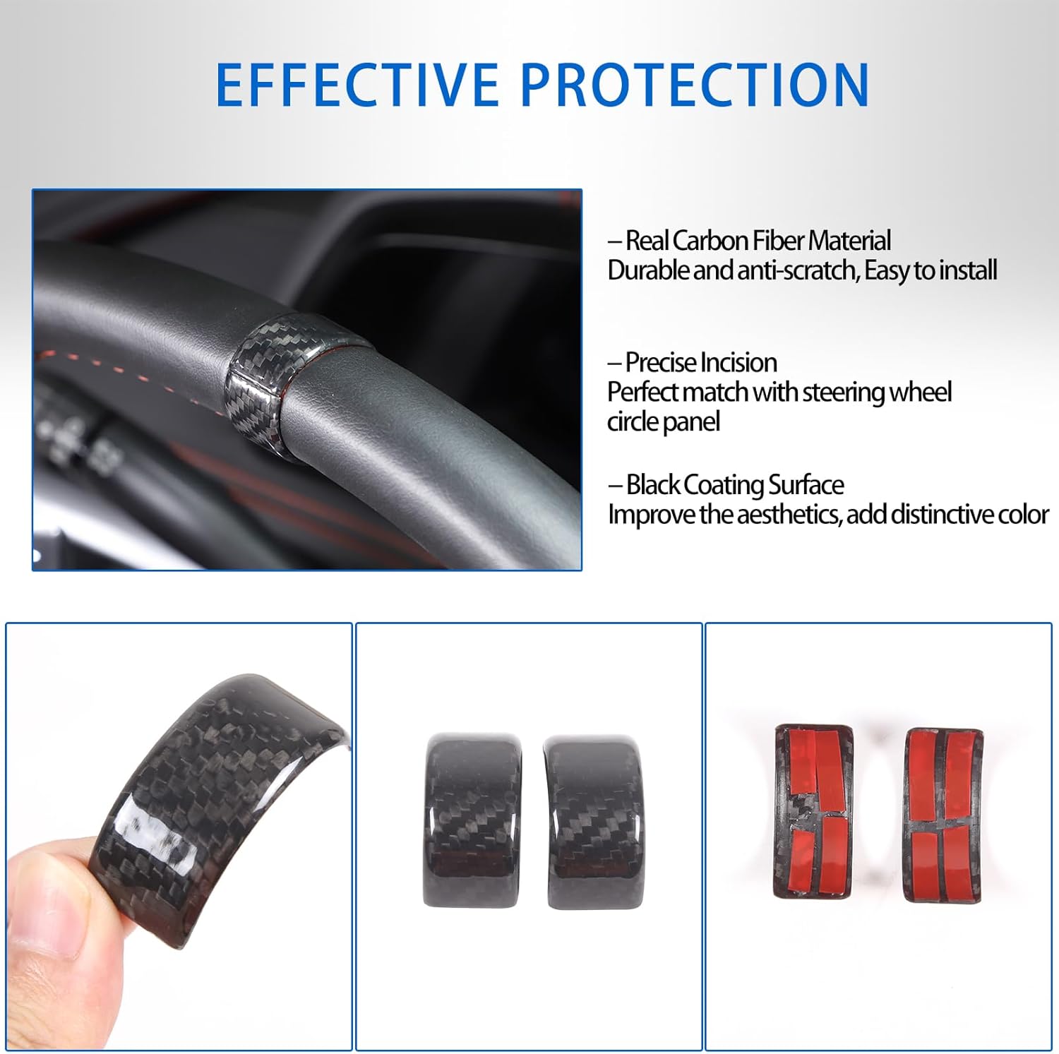 Real Carbon Fiber Center Console Circle Trim Cover Fit for Chevrolet Corvette C8 2020-2024, Car Center Console Panel Round Decorative Sticker, 2PCS (Black)