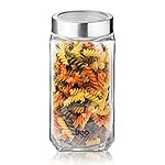 Treo by Milton Cube Airtight Storage Glass Container 1000ml Food Grade Stackable & Modular Transparent Storage Organizer Jars for Kitchen, Tea, Coffee, Sugar, Dry Fruits