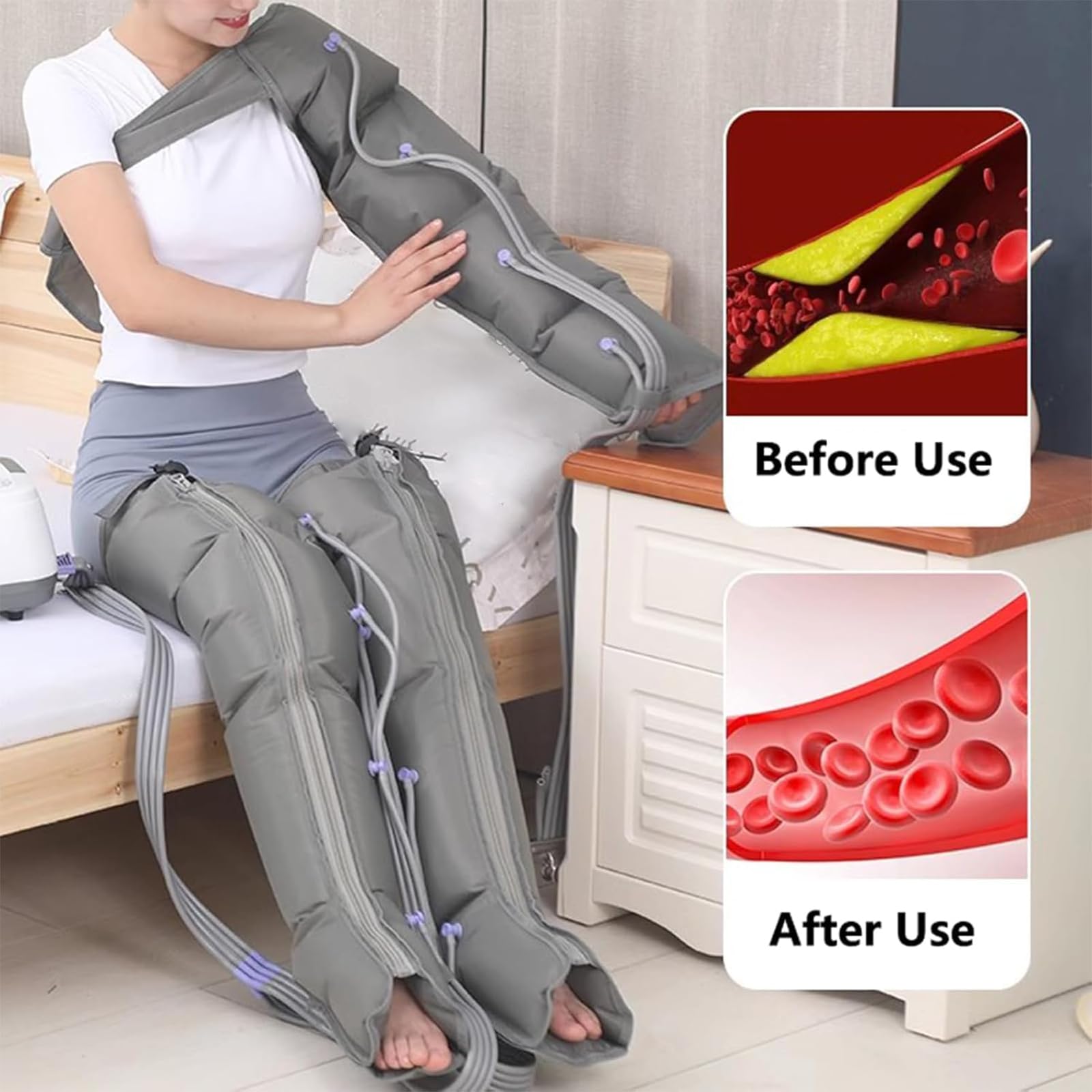 Botas De Compresión De Aire, Masajeador Neumático De Piernas, Dispositivo De Ondas De Aire, Masajeador Corporal para Cintura, Piernas, Brazos, Instrumento De Relajación,2legs