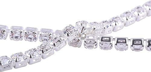 Miniatura 3 de KAOYOO 5 yardas de diamantes de imitación de circón de 0.118 pulgadas para manualidades de costura, decoración de bricolaje (plateado)