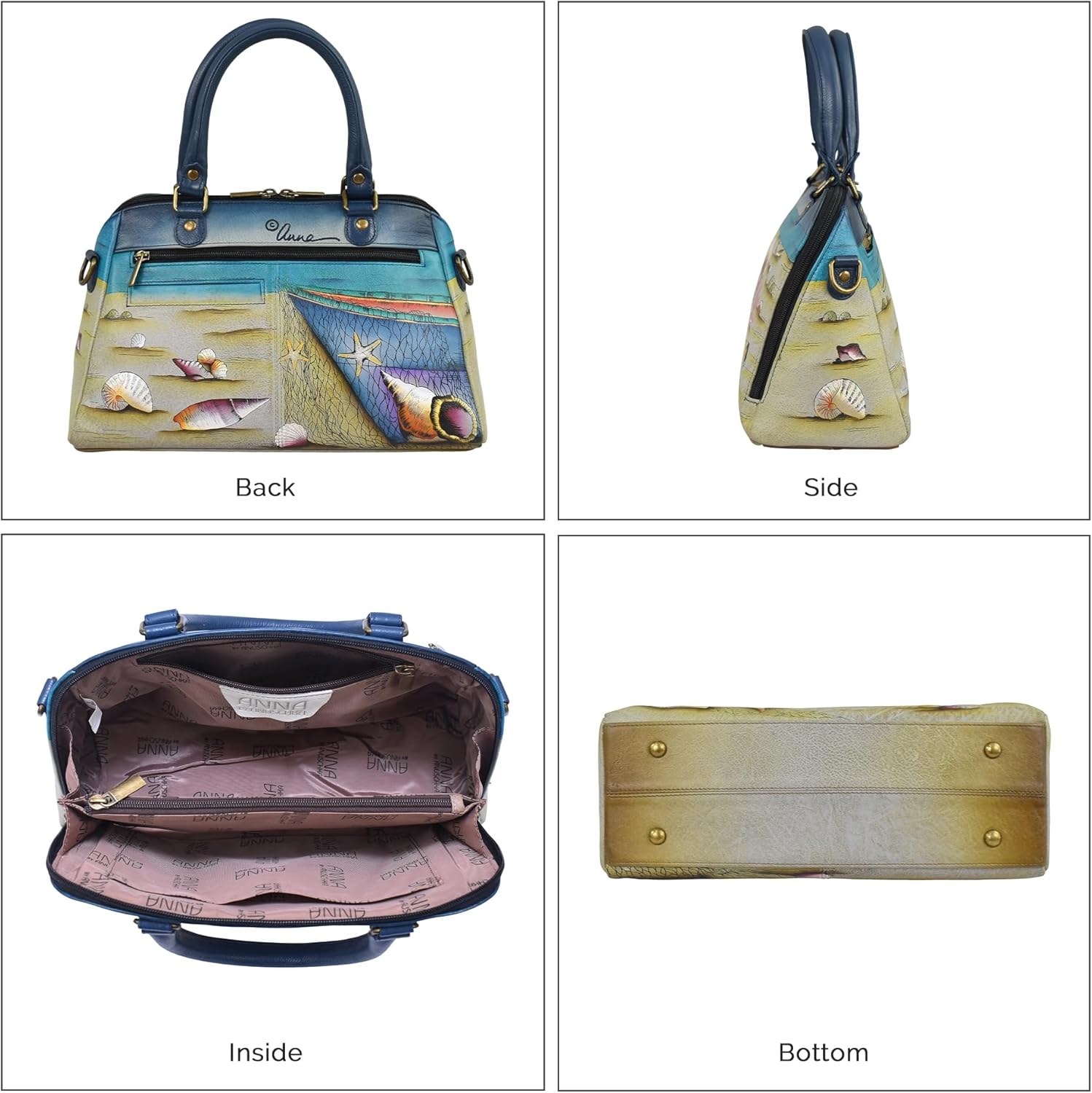 Anna by Anuschka womens Women's Hand-painted Genuine Leather Wide Organizer Satchel | Anna, by Anuschka, Hand-Painted, Wide - Image 2