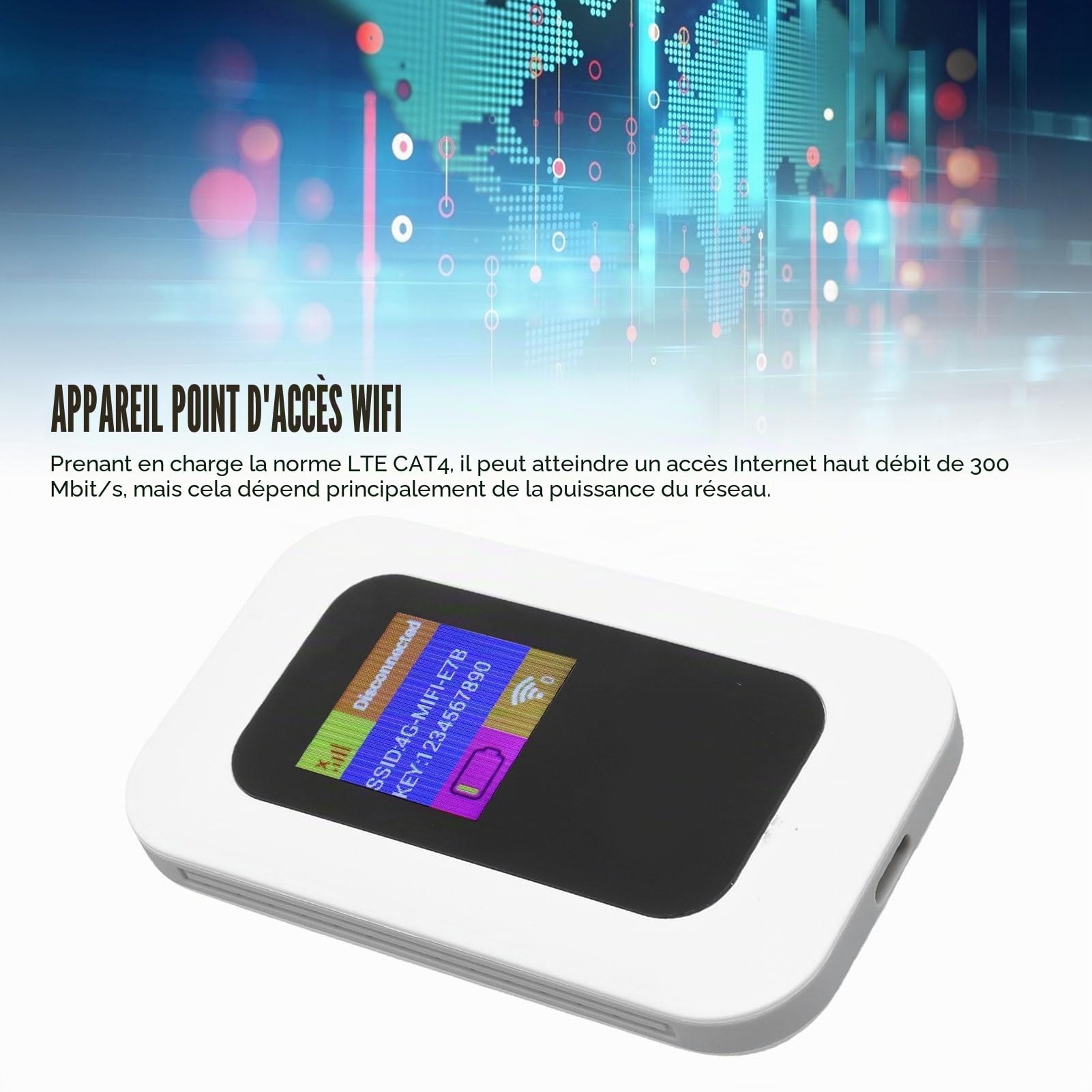 Jectse 4G 5G 5G WiFi Mobile Hotspot, 300 Mbps Dispositif de Hotspot de Haute Vitesse avec Emplacement pour Carte SIM, Points Chauds WiFi Portables pour Voyager, Connectez jusqu'à 10
