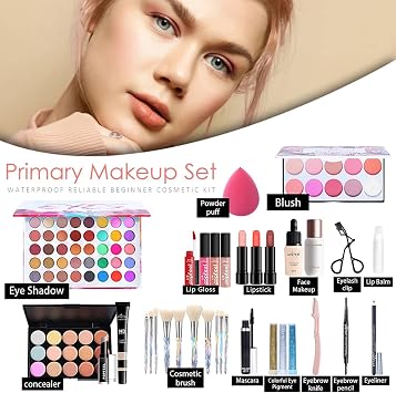 Full Beauty Makeup Cosmetics Set Upgrade Cosmetics Set Makeup Set Lipstick Makeup Palette Long Lasting Full Beauty Makeup Set Popular Cosmetics Set Beginners 35 Pieces KIT14