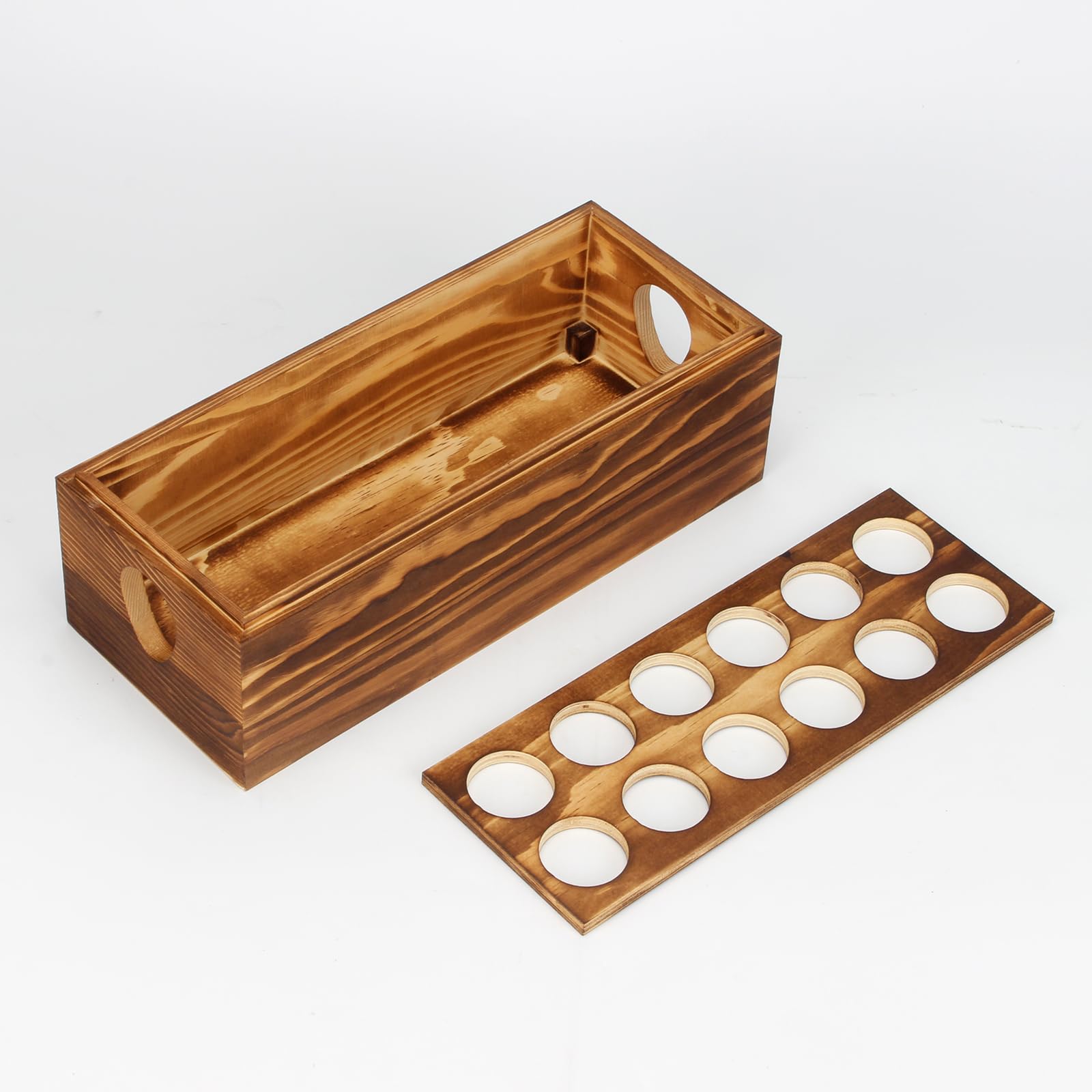Caja de madera para 24 huevos frescos, soporte apilable para huevos con doble capa para exhibición, caja de almacenamiento de huevos rústica con asa para supermercado de Pascua, suministros de