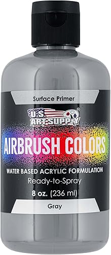Miniatura 2 de U.S Art Supply - Pintura para aerógrafo de base de superficie negra, blanca y gris, juego de 3 colores, 4 onzas, poliuretano acrílico a base de