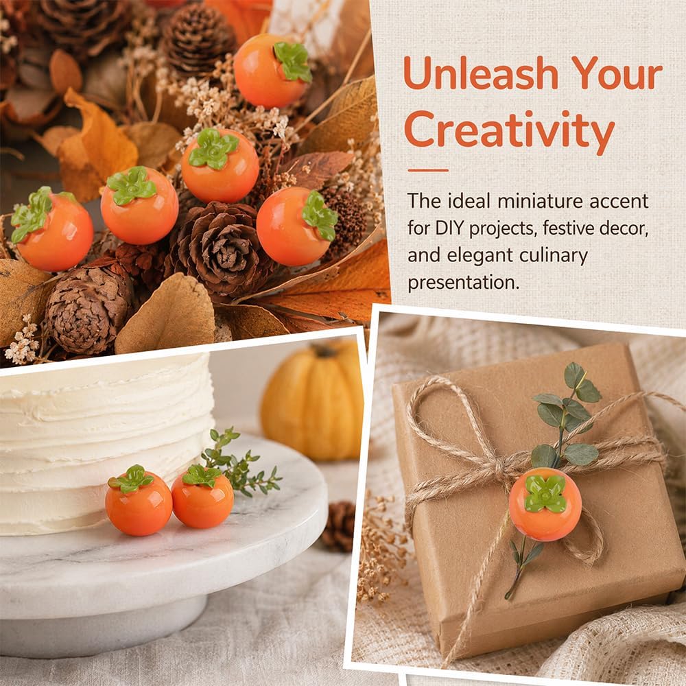 Artificial Persimmon Mini Fruit Figurine 1.02 * 0.9inch 12PCS