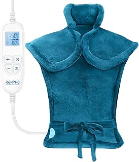 RENPHO Heating Pad for Neck and Shoulders and Back Pain Relief, Christmas Gifts for Women Men Mom, FSA Eligible HSA Store, 24"x33" Weighted Electric Large Heat Pad, Auto Shut Off, ETL Certified, Blue