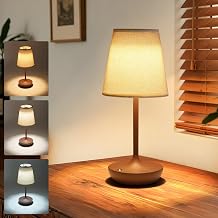 Cordless Table Lamp Rechargeable, Fabric Shade Bedside Lamp