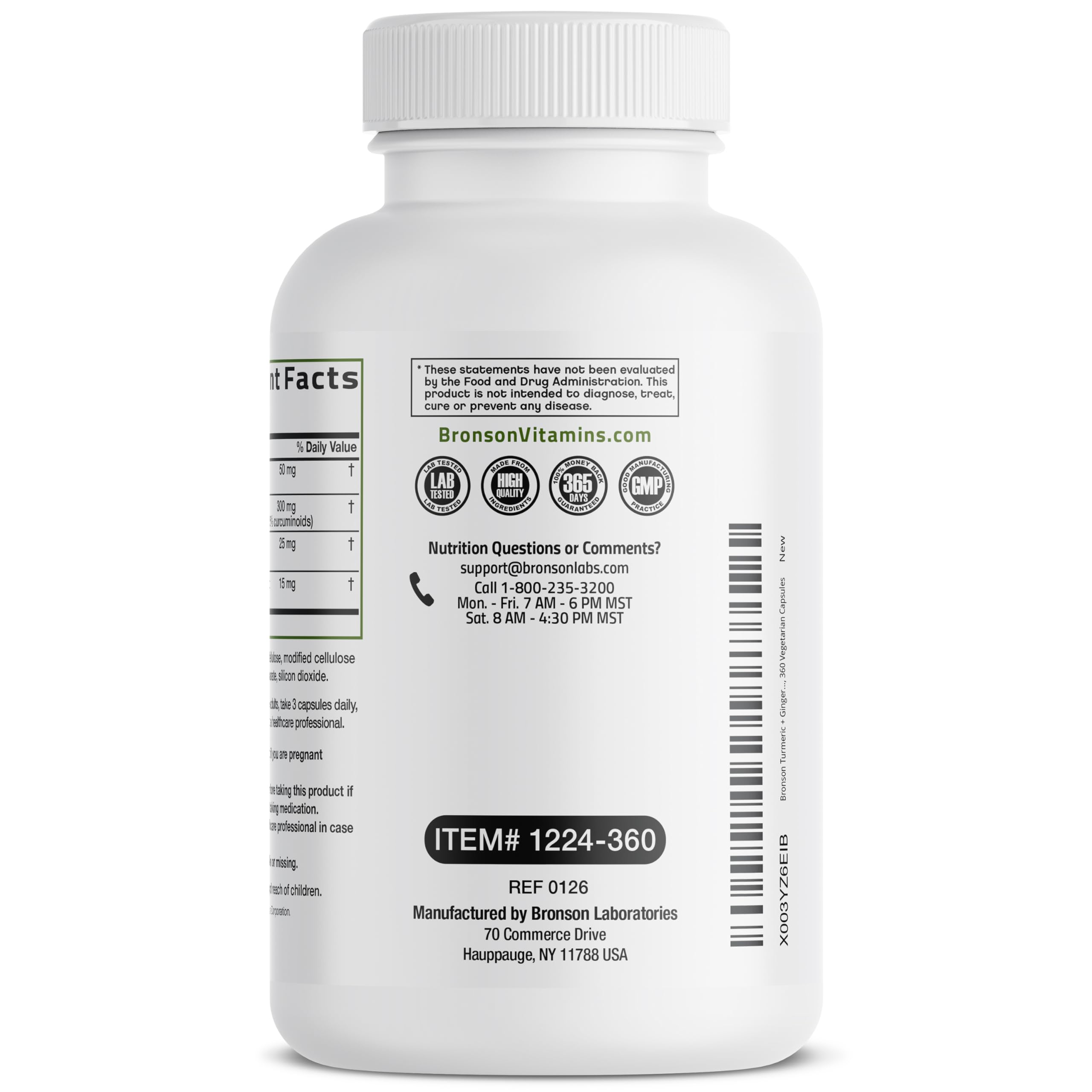 Bronson Turmeric + Ginger with BioPerine, 360 Vegetarian Capsules — Amazon image 6