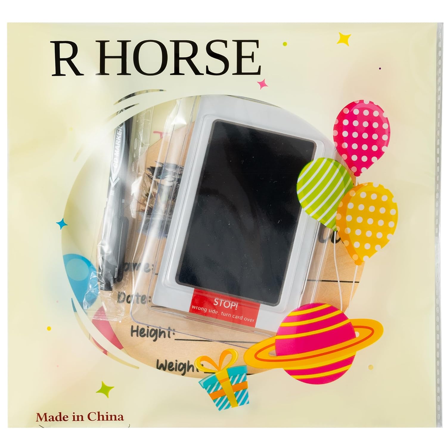 R HORSE Baby Birth Announcement Sign with Marker Pen, Mallard Duck Baby Name Sign with Ink Pad for Hand and Footprints, Wooden Hello World Newborn Announcement Nursery Decor Keepsake Gifts - Image 7