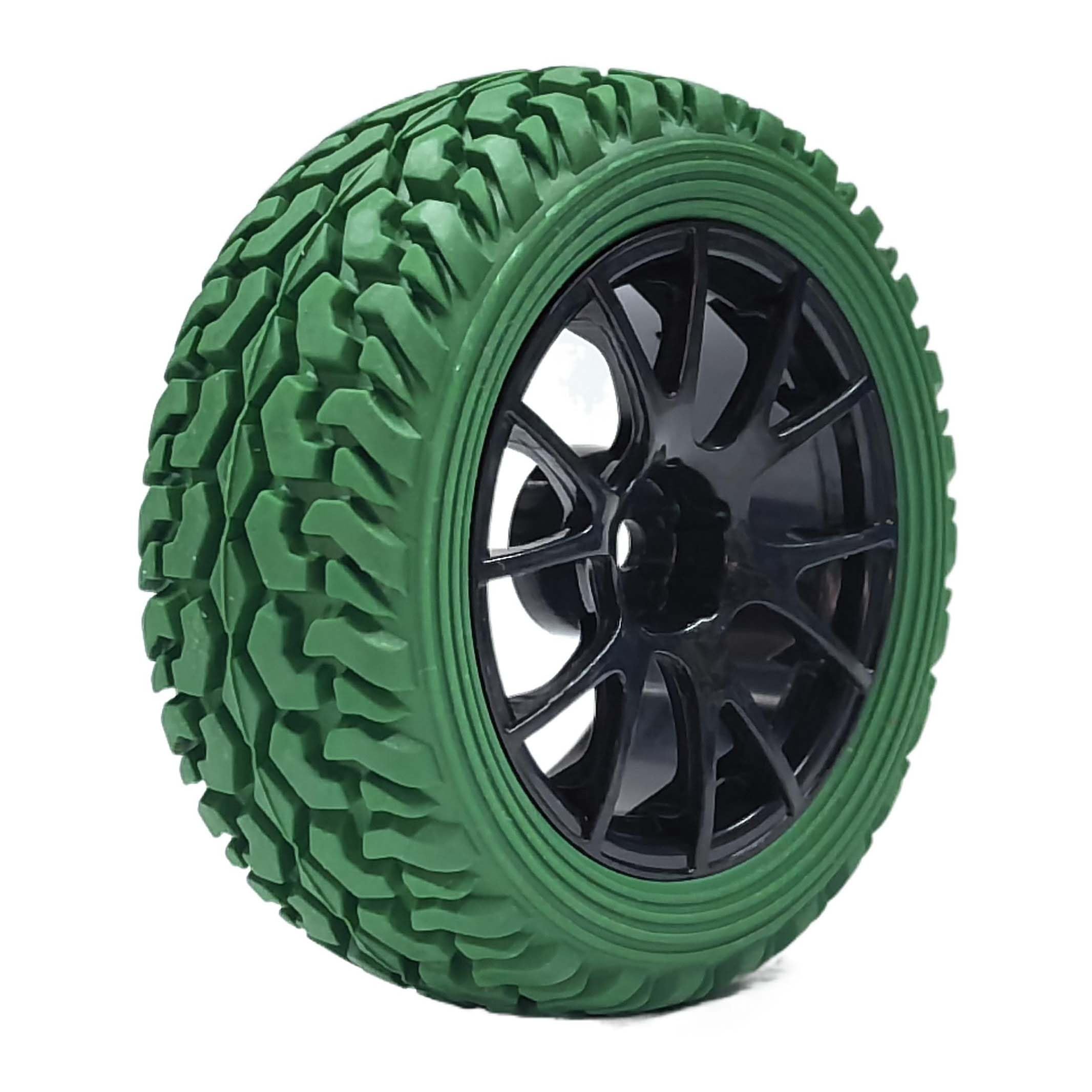 KEEDA 75mm Rubber Tyres and Wheels for 1/10 RC On Road Car 1/16 RC Rally Car HSP 94123 HPI Kyosho Tamiya (Green) - Image 3