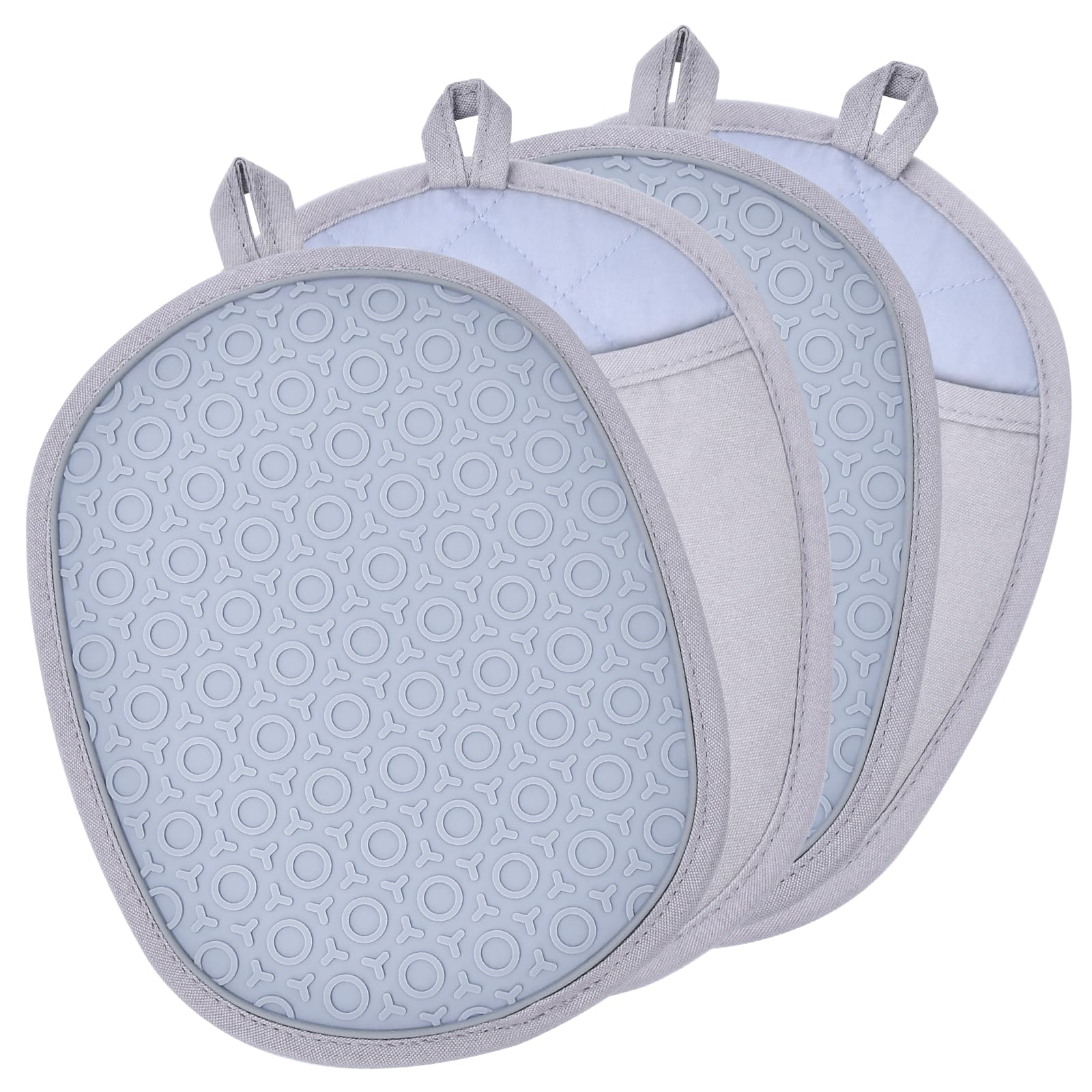 Juego de 4 soportes de silicona para ollas y manoplas de horno, almohadillas calientes antideslizantes para un manejo seguro de ollas, sartenes y bandejas para hornear, esenciales de cocina