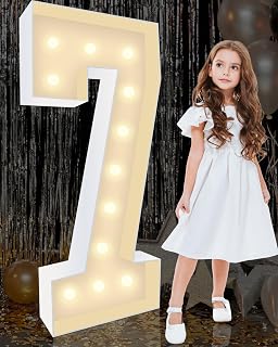 4FT Plastic Marquee Numbers 7 - Light up Numbers Are Made from Corrugated Plastic Board - Quick Assembly Without Tools, Disassembled Components Can Be Used for Photo Wall Decoration, Yard Sale Signs