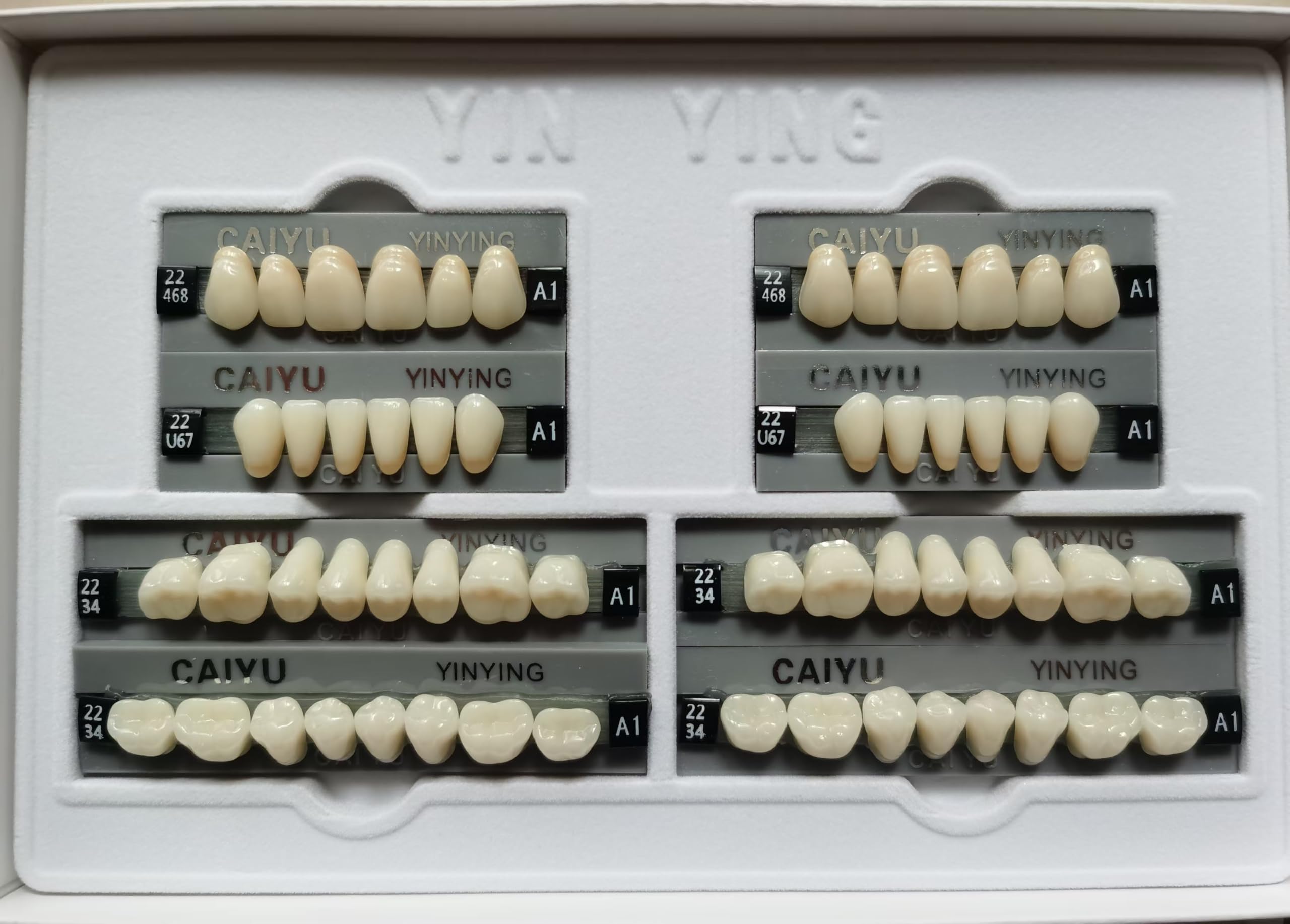 SDent® 2 Boxes 3 Layers Super Hard Synthetic Resin Teeth Multi-Layer Acrylic Composite False Teeth Denture Polymer Polymerial Materials 2 Mouths/Box & Full Set & A3 & 56PCS
