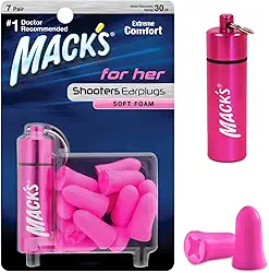 Mack's Para seus protetores auriculares de espuma macia, 7 pares com estojo de viagem – tampões de ouvido pequenos para caça, tático, alvo, tiro e armadilha