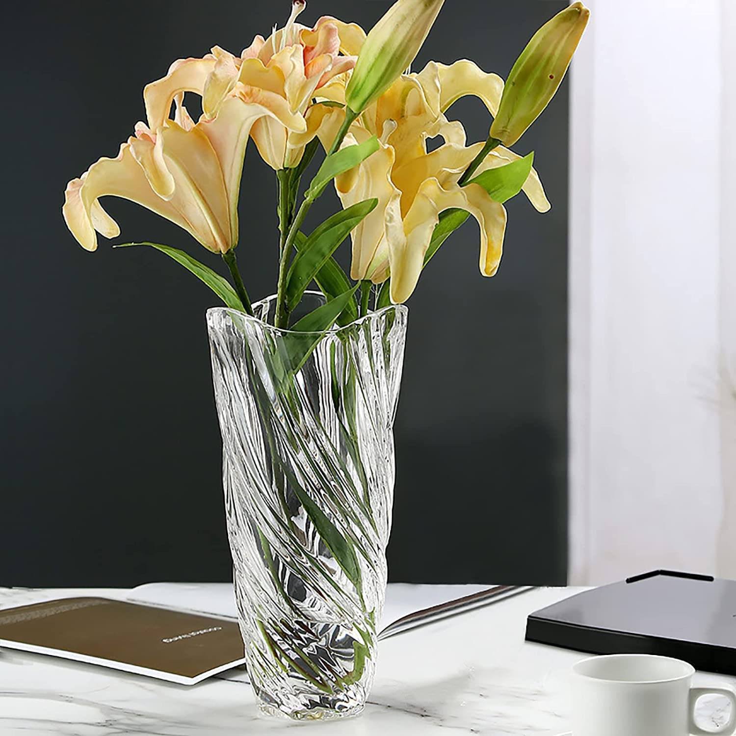 Szklany wazon na kwiaty, nowoczesny minimalistyczny wazon Nordic Glass Floral ręcznie wykonany aranżacja kwiatowa dekoracja hydroponiczna ozdoba do domu, na stół jadalny, prezent na wesele