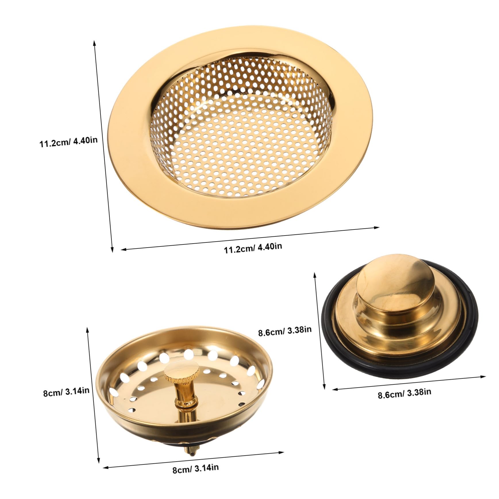 UKCOCO 4juegos Tapón De Drenaje De Cocina Filtro Rejilla De Fregadero Dorada Previene Obstrucciones y Residuos El Desagüe Juego para Mantener Limpio El Área De Lavado