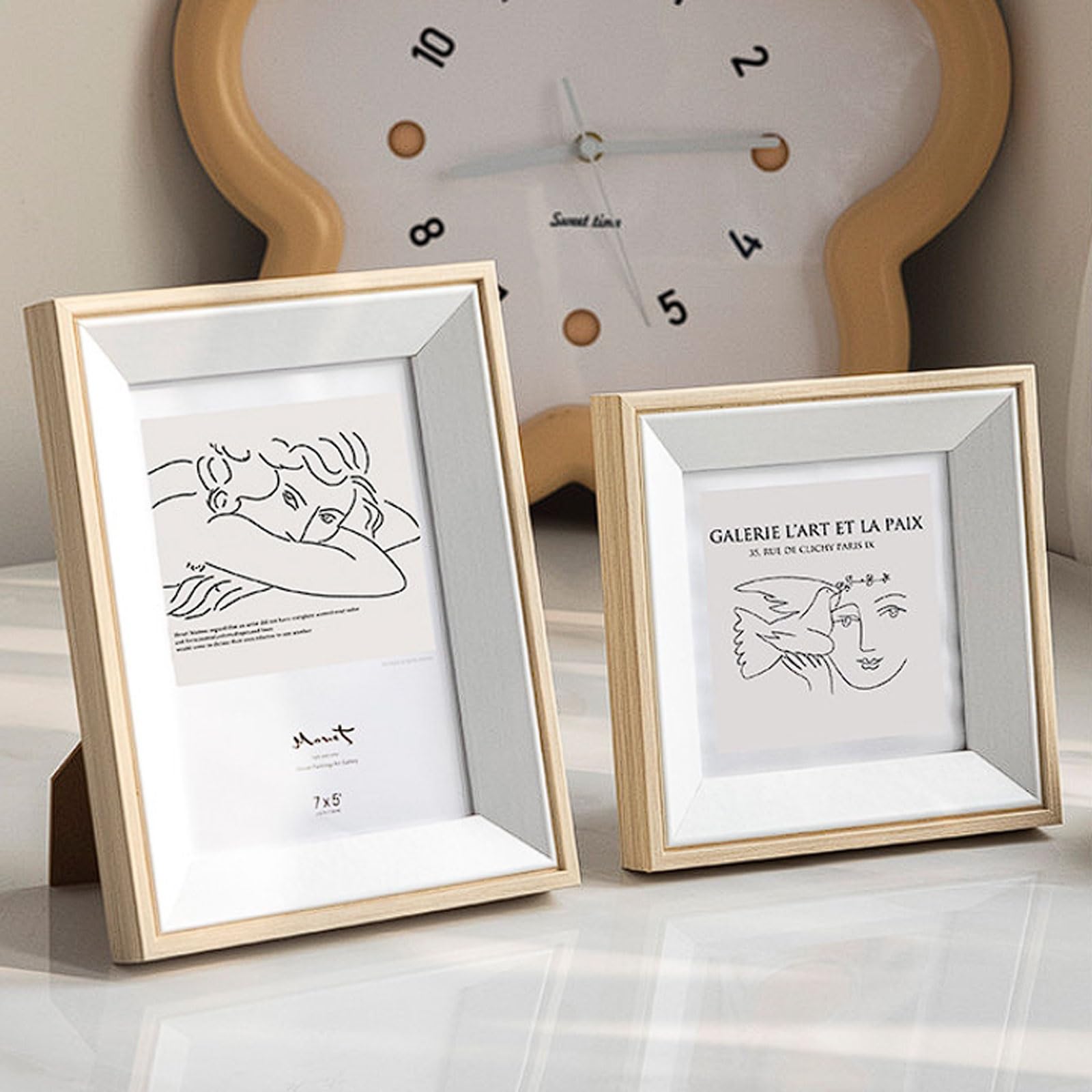 Ramka na zdjęcia, stojak na ślub, ozdoba na ścianę, ramka MDF ze szkłem akrylowym (Wood, A4)