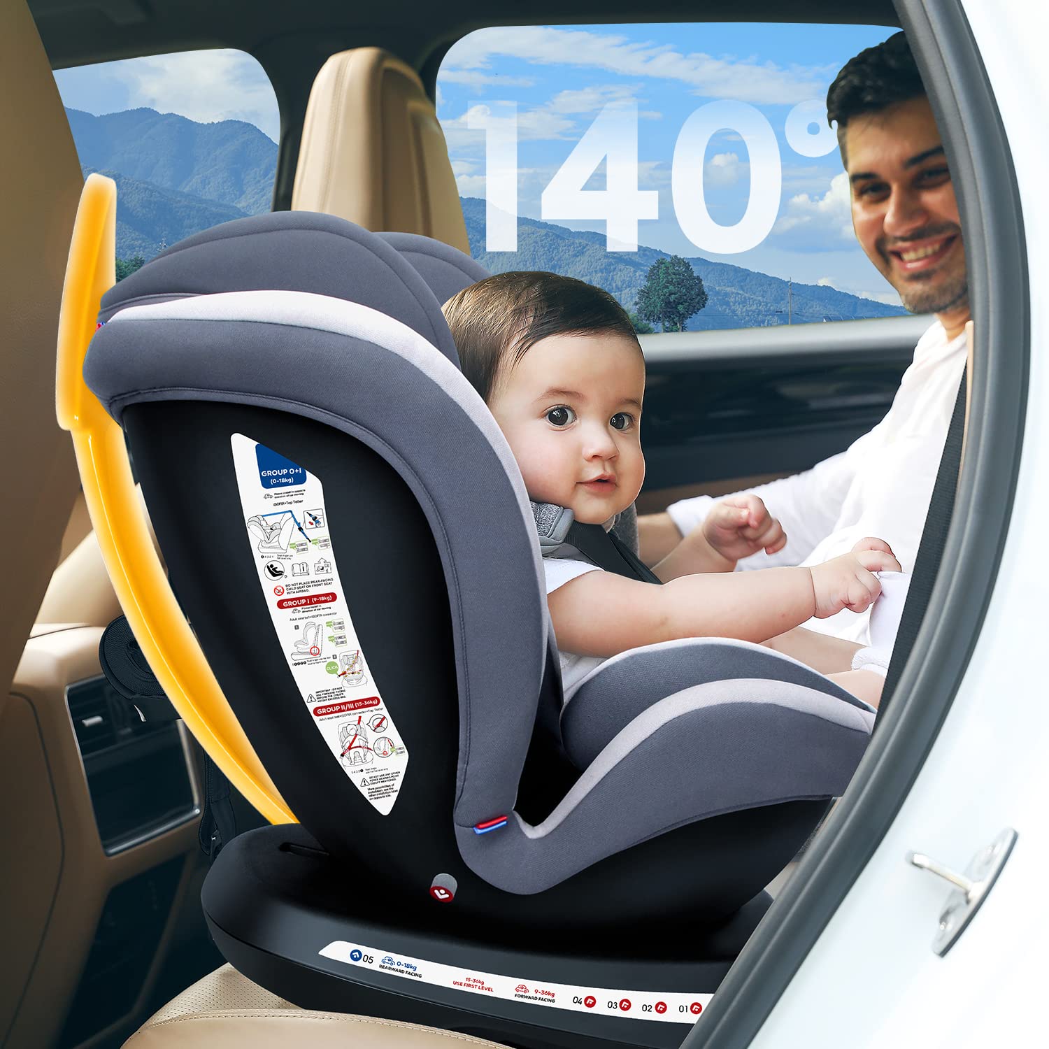 Amazon | Reecle チャイルドシート 360° 回転式 新生児~12歳頃 (0~36kg 