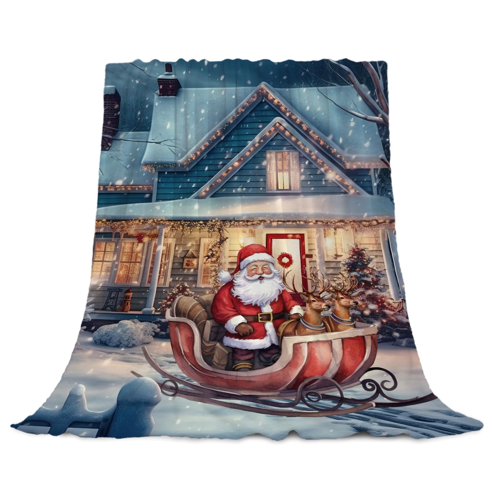 YeeJuYeeJu Christmas Large Throw Blanket Twin XL Size Farmhouse Christmas Snow Blanket for Couch Bed Soft Cozy Lightweight Fuzzy Plush Fleece Blankets and Throws Xmas Winter Holiday Blanket 66x90