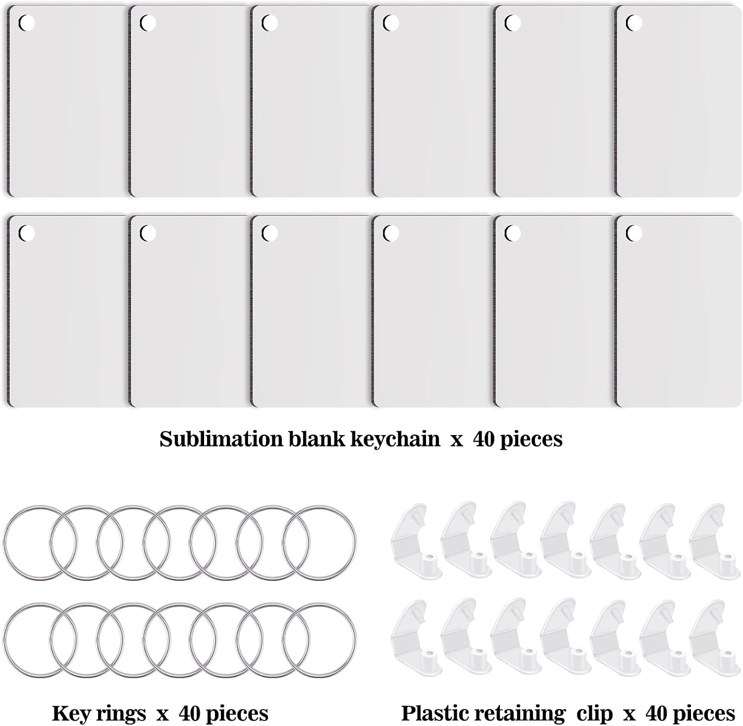 Duufin 120 Pieces Rectangle Sublimation Keychain Blanks Double Side Heat Transfer Blanks MDF Blank Board Key Rings Blanks for Sublimation DIY and Craft