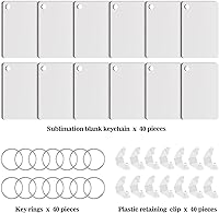 Vista 2 de Duufin 120 piezas de llavero de sublimación en blanco rectángulo de transferencia de calor de doble cara MDF tablero llavero en blanco