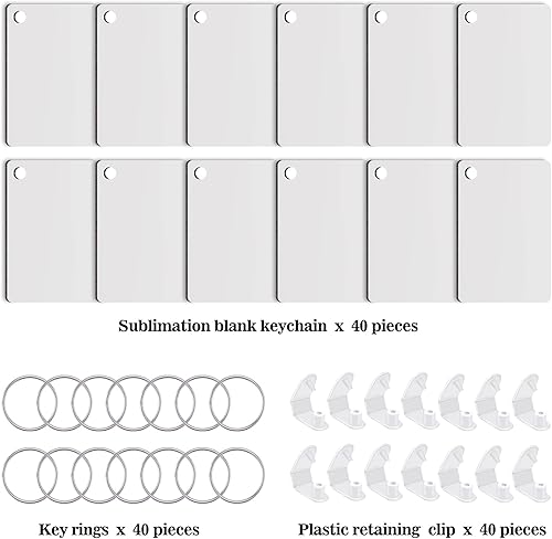 Miniatura 2 de Duufin 120 Pieces Sublimation Keychain Blanks Rectangle Double Side Heat Transfer MDF Board Key Ring Blanks for Sublimation DIY and Craft