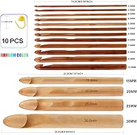 Vista 2 de 16 piezas de ganchos de ganchillo de madera, de 3 a 30 mm de diámetro, mango de ganchillo, agujas de tejer con 10 marcadores de punto de tejer