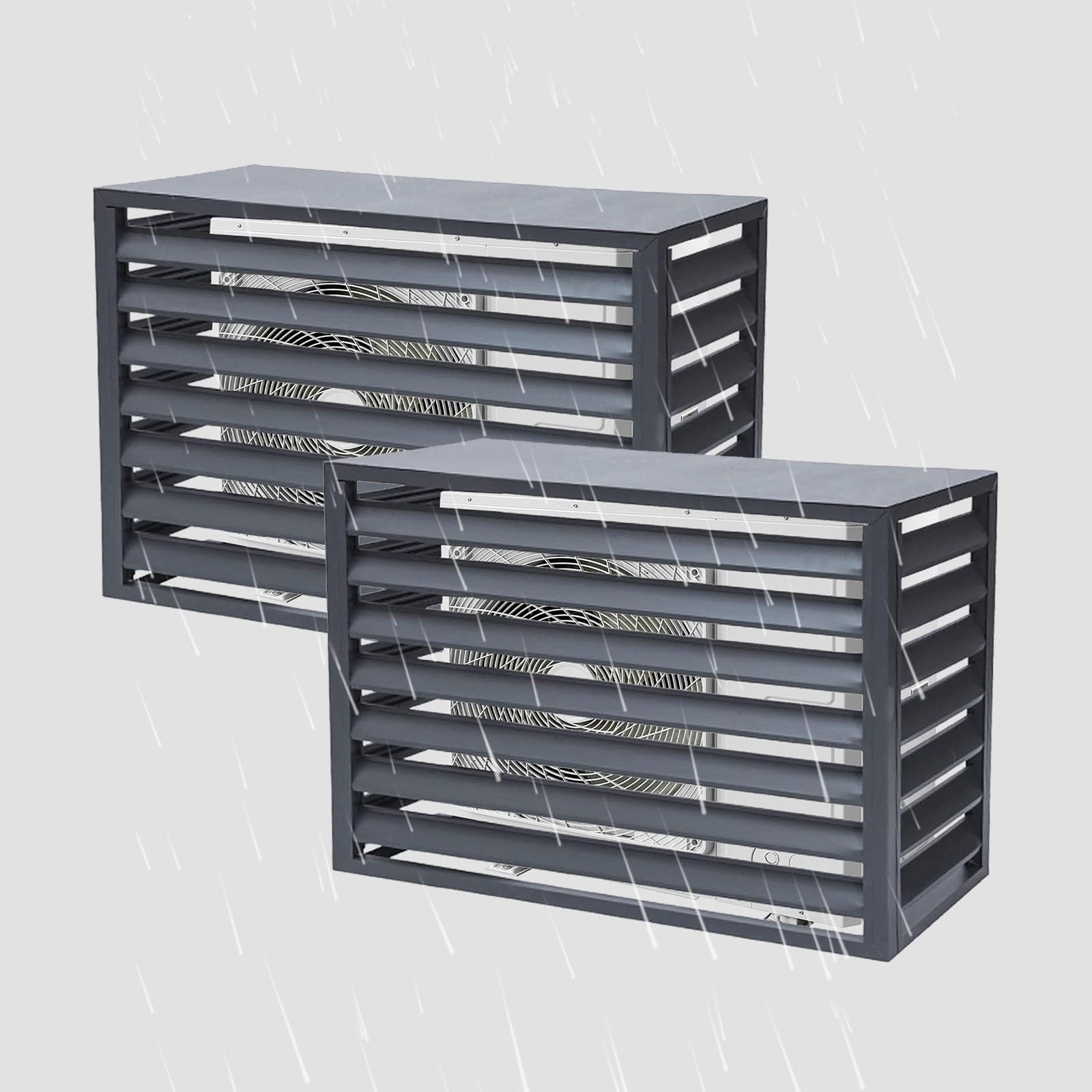 AYCDL Set of 2 Durable All-Weather AC Covers, Anti-Theft & Noise Reduction Fence for Air Conditioners,Grey-110cm
