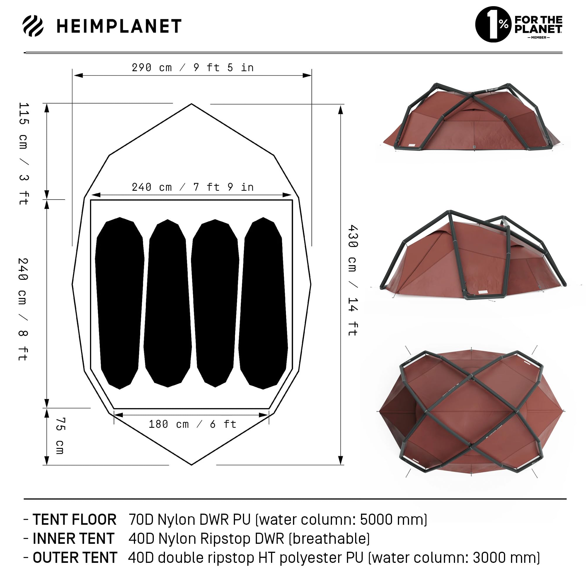 Amazon.co.jp: HEIMPLANET バックドアテント:4人用 4シーズン レッド