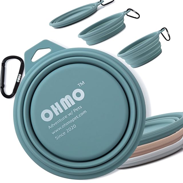 OHMO Comedero para Perros y Gatos,Bebedero Perro Portatil,Cuenco de Viaje de Silicona para Mascotas,Plegable