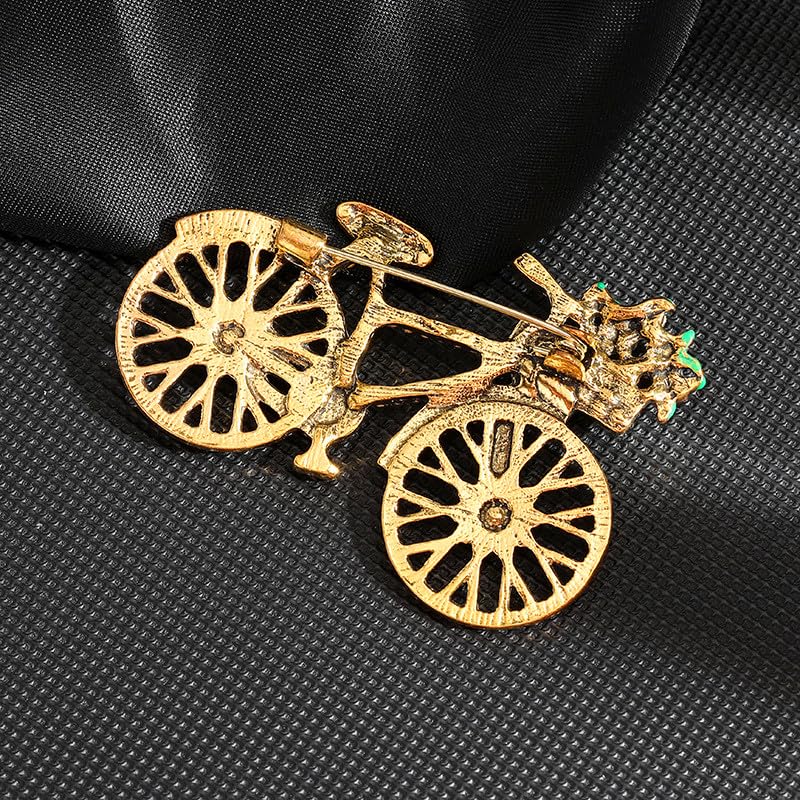 Image of Bicycle Brooch Pins Colorful Cubic Zirconia CZ Biking Lapel Brooch Pins Vintage 70s 80s Bike Lapel Brooches for Women Men Girls Birthday Gift Jewelry