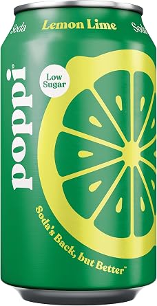 poppi Lemon Lime Sparkling Soda | 330ml Can| 4 Pack