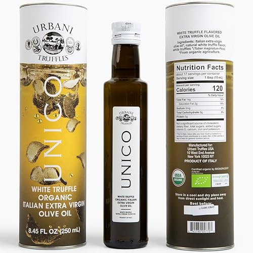 Urbani Truffles- Aceite de oliva extravirgen de trufa blanca italiana 100 fabricado en Italia sin una gota de productos químicos y con trozos