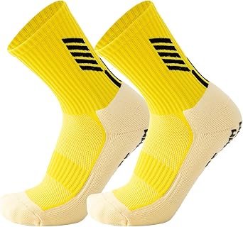 MenS Sports Socks Sports Football Socks For Men Anti-Slip Basketball Cycling Socks,Yellow,One Size
