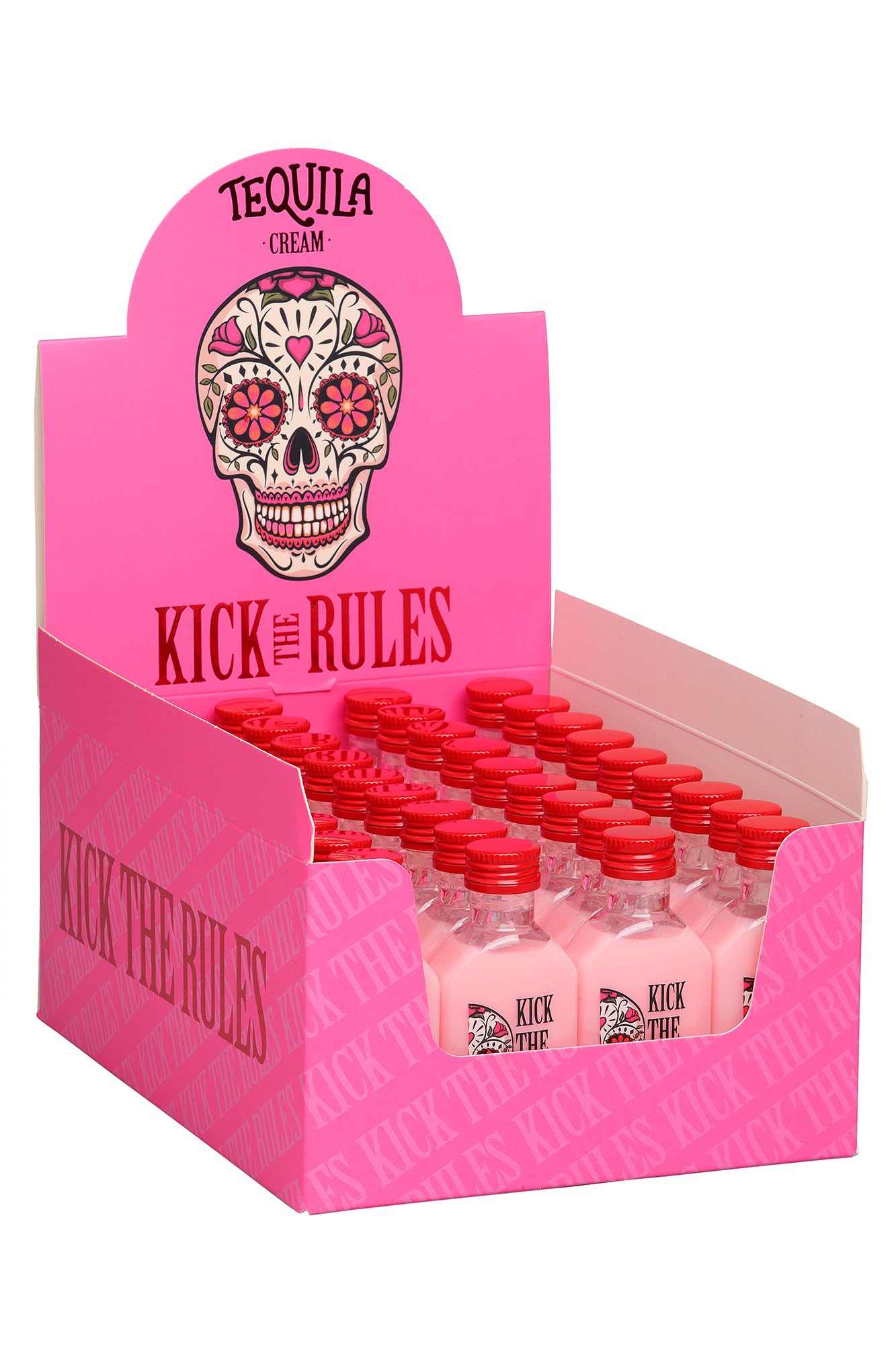 KICK THE RULES - PACK MINIATURA CREMA DE FRESA CON TEQUILA - PACK DE 36 UNIDADES - MINIATURA DE 50mL