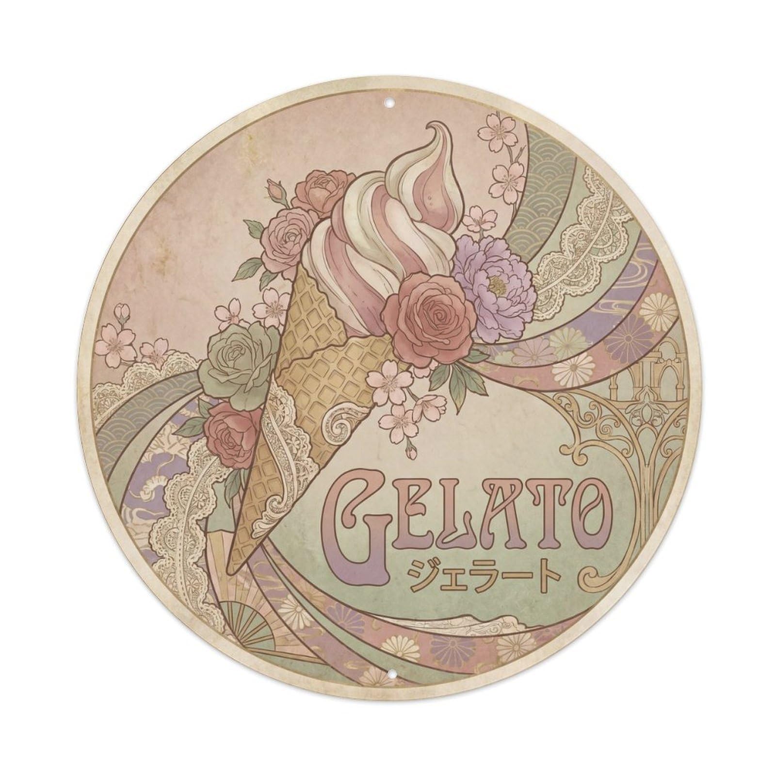 Gelateria Cafe Gelato Vintage Food Culture Metal Tin Sign