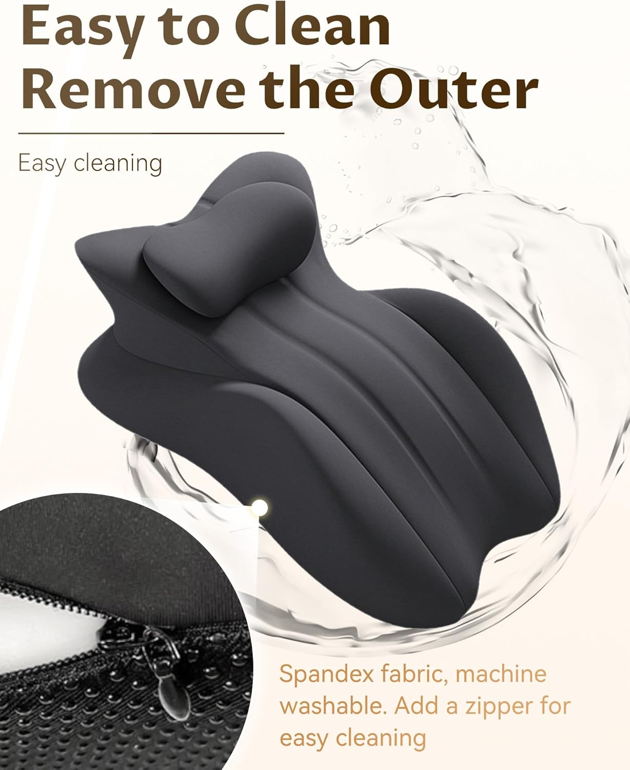 27 Degree Couples Pillow, Ergonomic Memory Foam Wedge Pillow for Adult, Multi Functional Rest Pillow Hip & Back Support, Portable Design for Relaxing, Reading (Black)