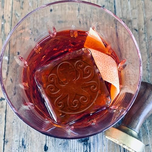 Miniatura 4 de CRASPIRE Sello de hielo para cubitos de hielo, sello de pulpo, con cabeza de latón extraíble y mango de madera, sello vintage de 1.2 pulgadas para