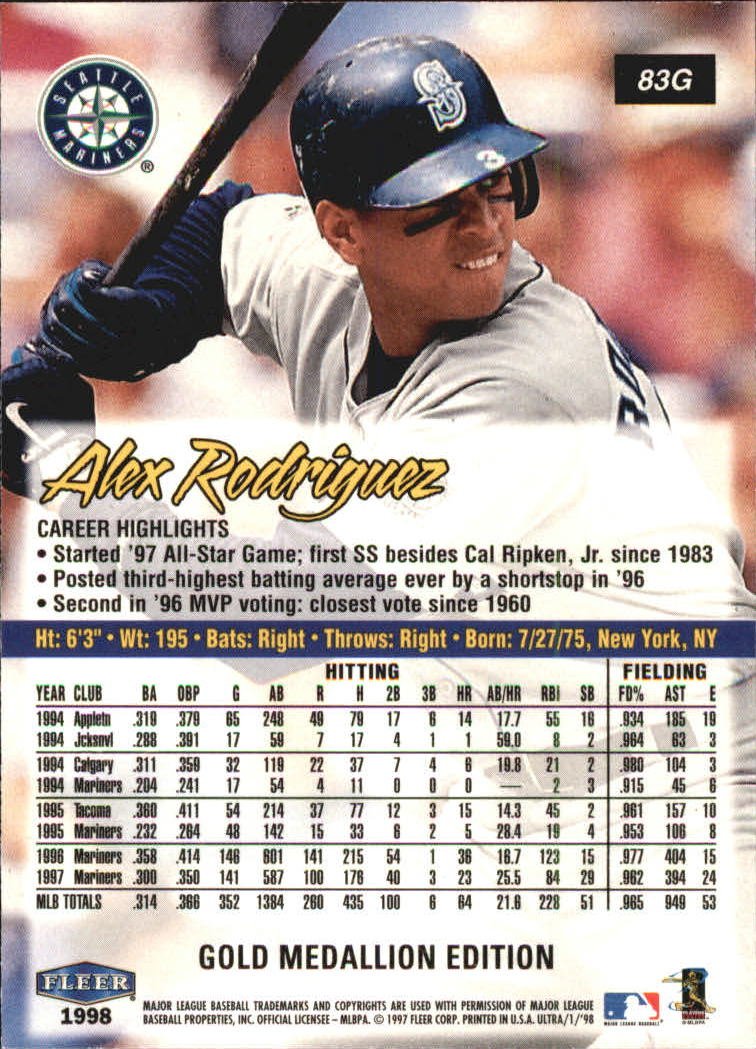 Amazon.com: 1998 Ultra Gold Medallion Baseball Card #83 Alex