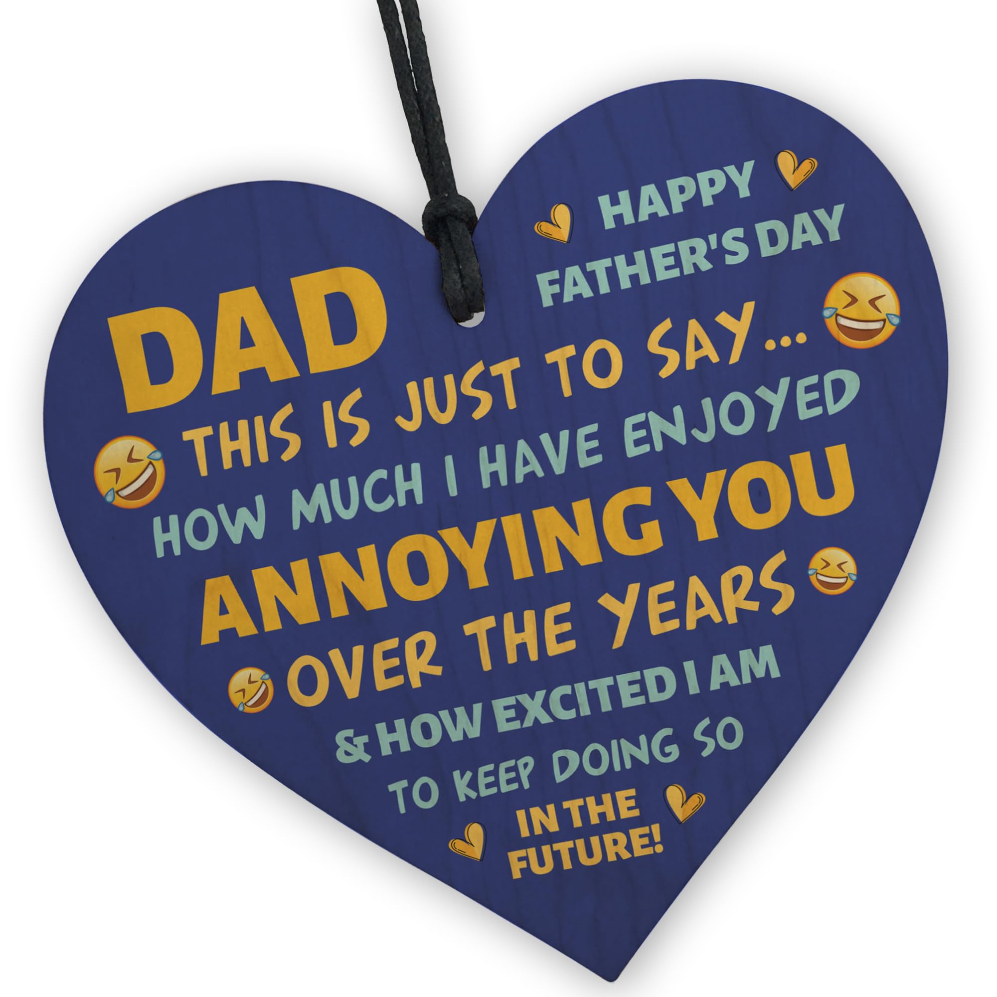 Red Ocean Father's Day Wooden Heart Funny Dad Gifts For Him, Fathers Day Present Gifts For Dad, Joke Dad Gifts From Daughter Son, Rude Gifts For Dad, Funny Father's Day Gifts For Dad