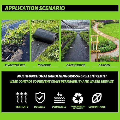 Miniatura 5 de Tela de barrera de malezas de 3 x 100 pies, resistente, tela geotextil duradera de 3.2 onzas, tapete de protección contra malas hierbas, tela de
