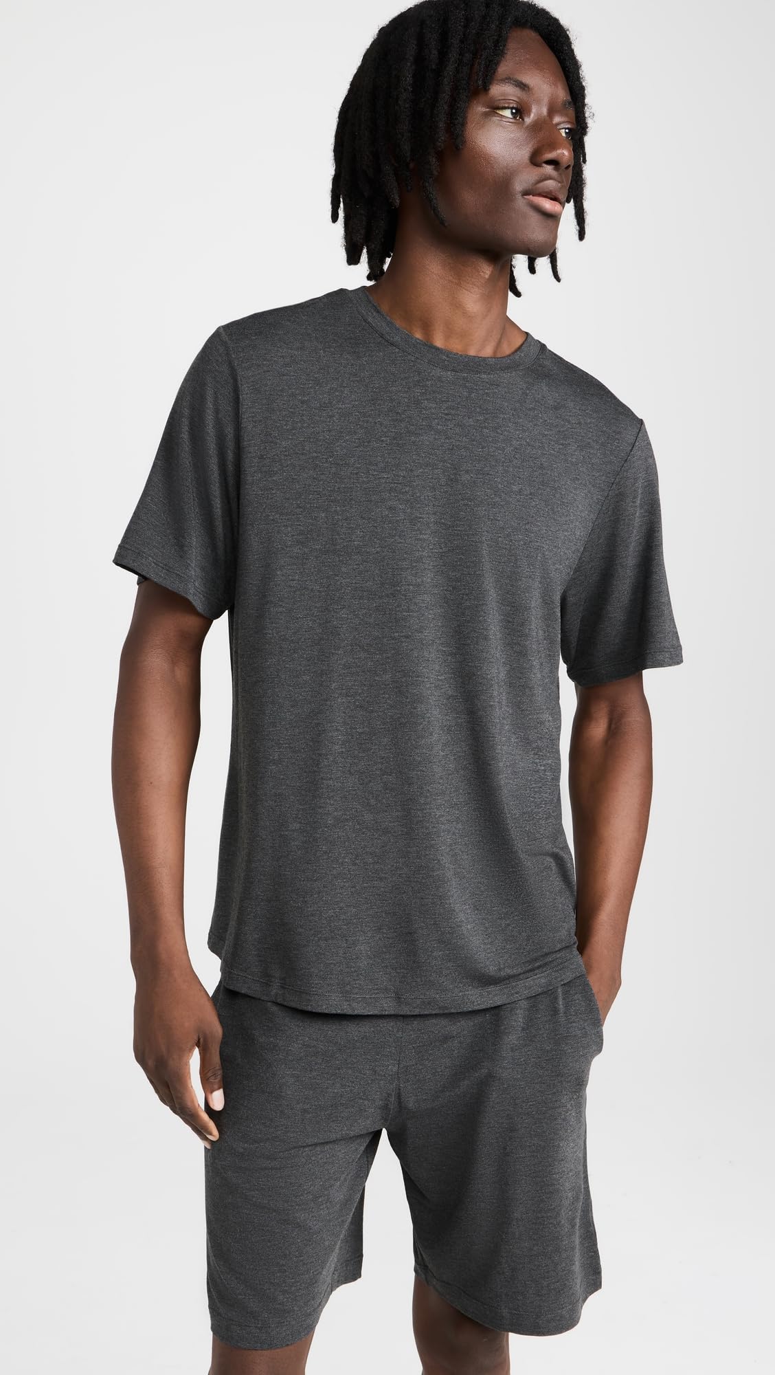 Eberjey Henry Męskie Modal Short PJ Set (Charcoal Heather