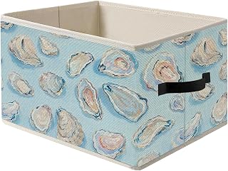 Sky Blue Coastal Beach Ocean Oyster Storage Basket with Handles