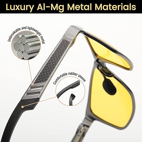 Miniatura 4 de DUCO Gafas de visión nocturna para hombre, lentes polarizadas antirreflejos, lentes amarillas, lentes de sol para correr por la noche, pesca,