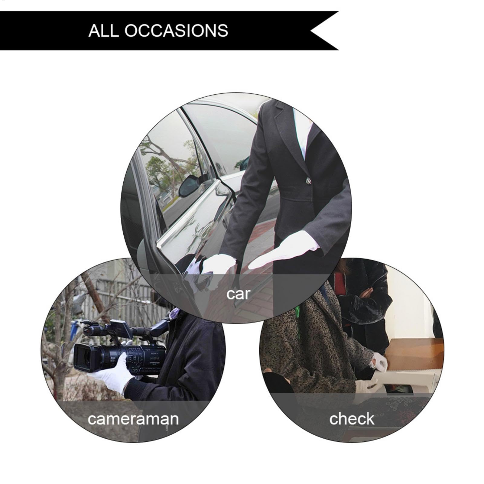 Gants blancs de cérémonie | Gants unisexes en polyester respirant | Accessoires de costume pour mariages, funérailles, cérémonies | Gants blancs pour officiers du Père Noël, magiciens