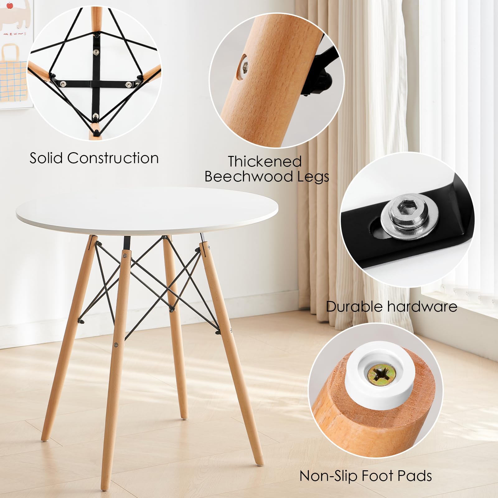 Tavolo da pranzo rotondo per 4/6 persone - 80 x 80 x 75 cm - Gambe in MDF e metallo - Colore noce | Leroy Merlin