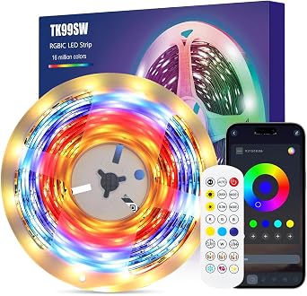 TV Led Lights 4m, RGBIC Led Strip for 50-70 Inch TV/PC, with Remote/APP Control, USB Powered, Music Sync, Led TV Backlights Ambient Lighting Gaming Room Accessories [Energy Class A]