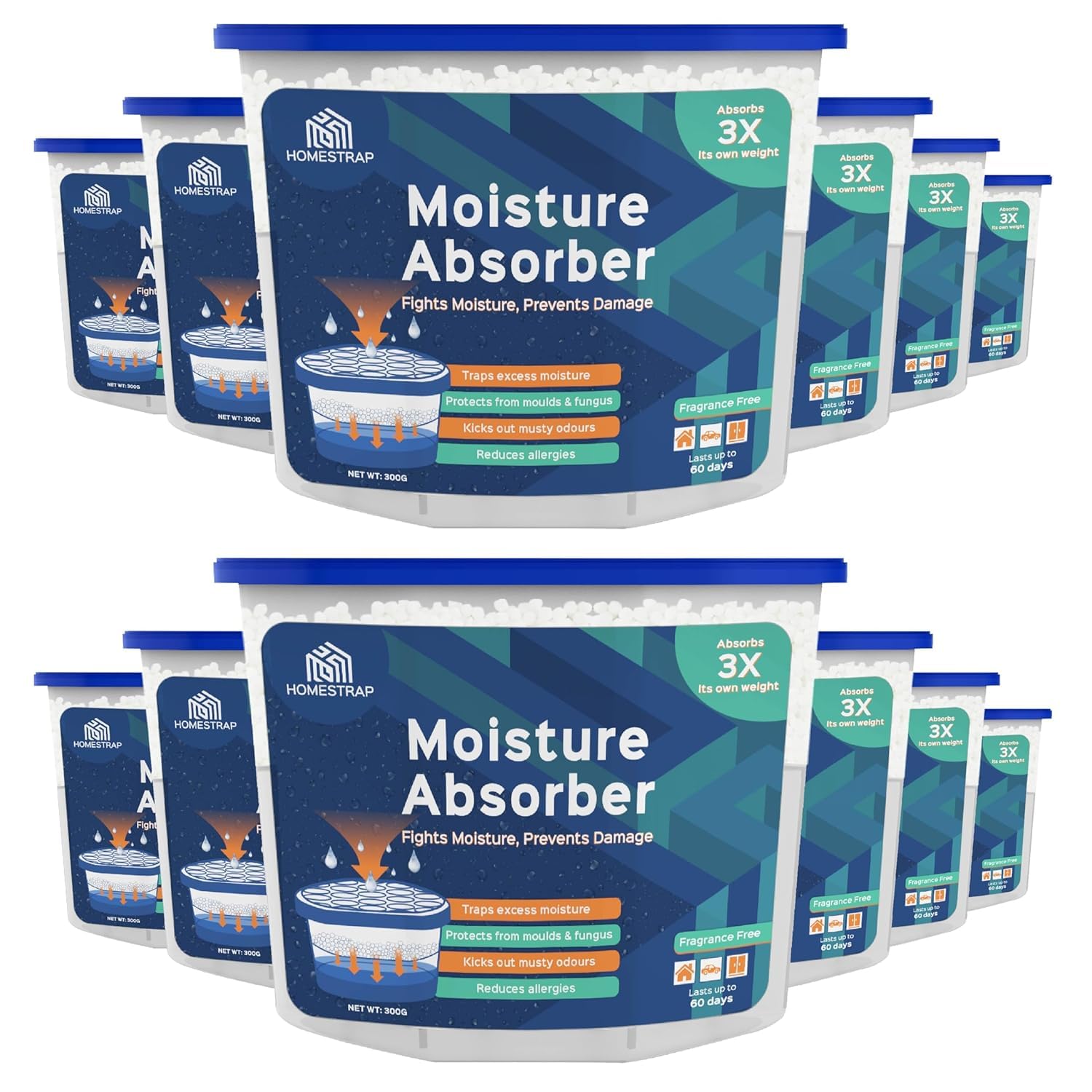 Boîtes absorbeurs d'humidité 600 ml lot de 12 déshumidificateurs maison