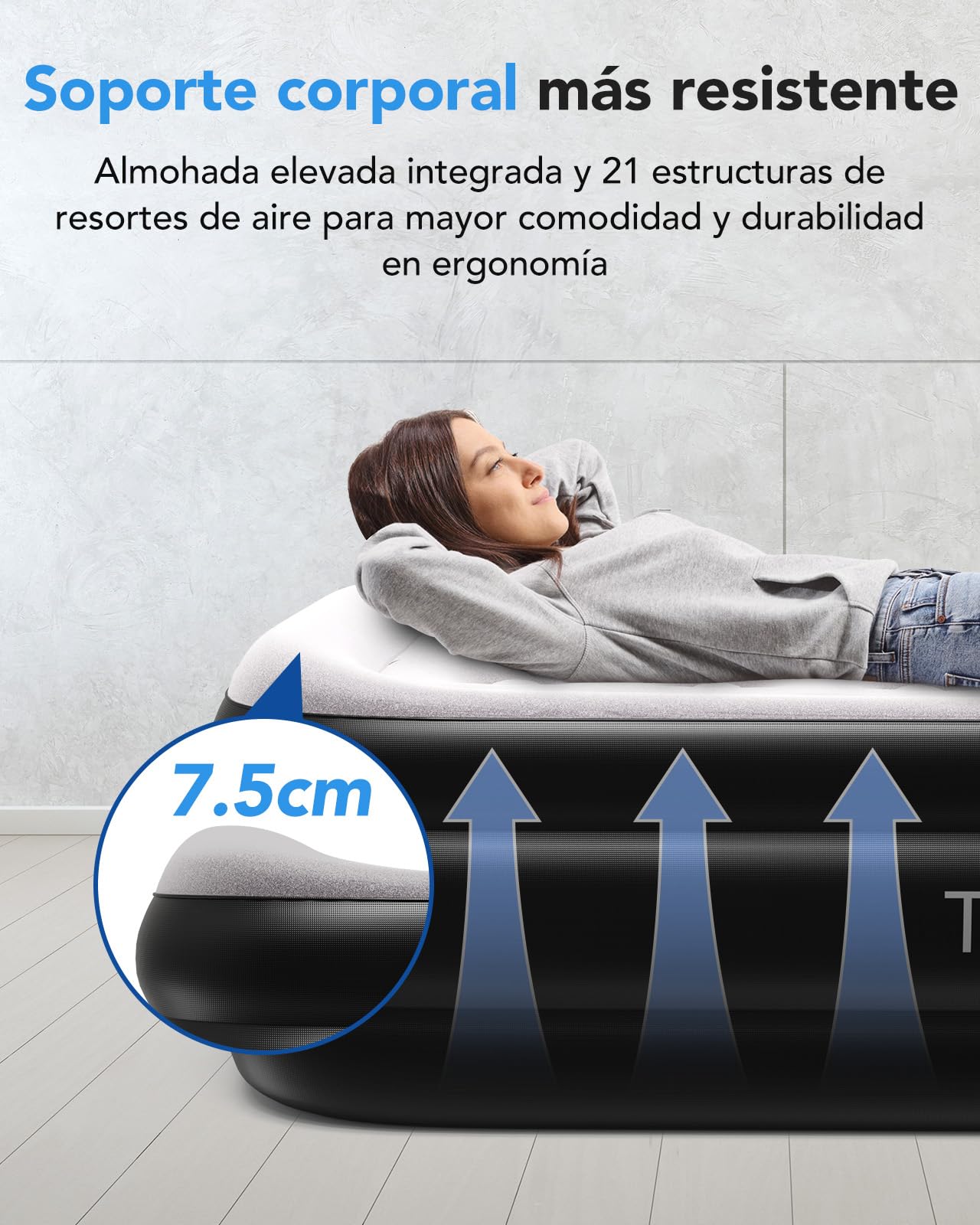 Colchón Hinchable 97x 196 x 47 cm, con Bomba integrada, Cama Hinchable, colchón para Viajar, hogar